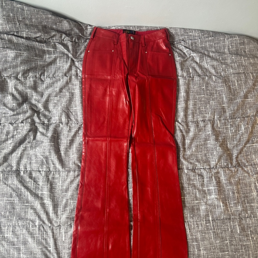 dELIA*S Red Vegan Leather Flared Pants
